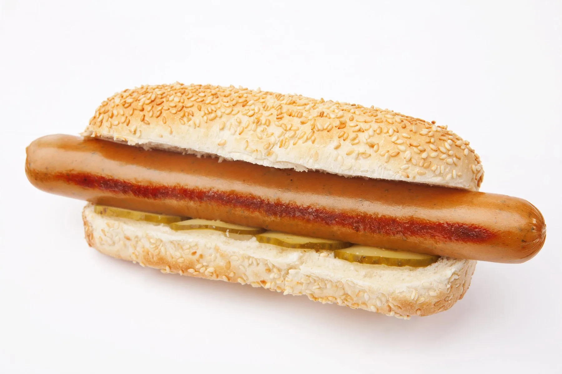Hot dog on white