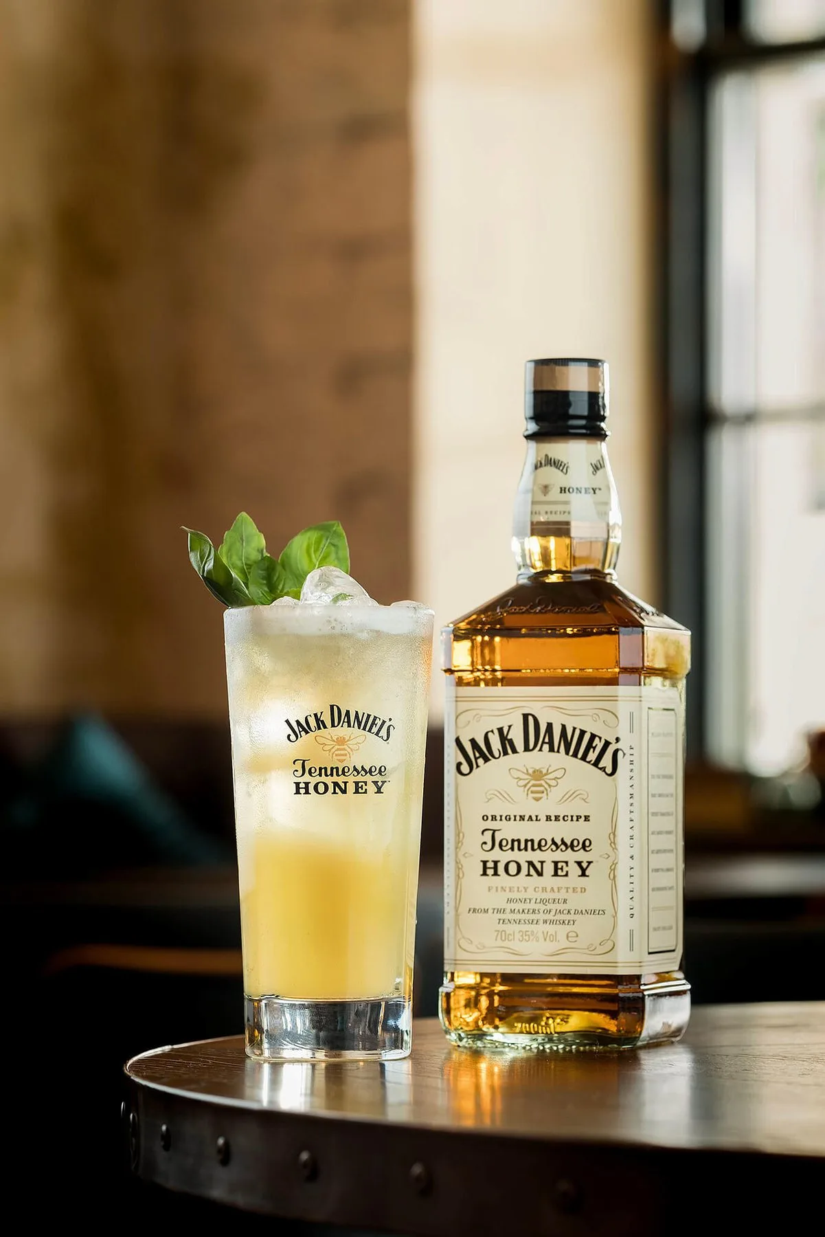 Jack Daniel's Tennessee Honey cocktail by the window