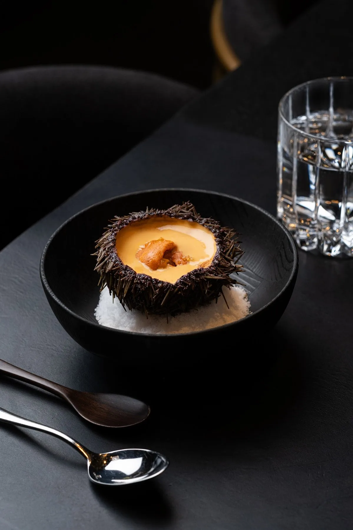 Sea urchin in a black bowl