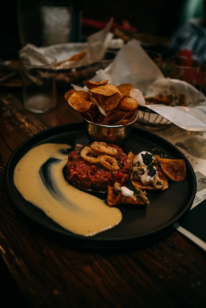 Beef tartare at Lewes Oyster House in the historic Walsh Building, Lewes Delaware