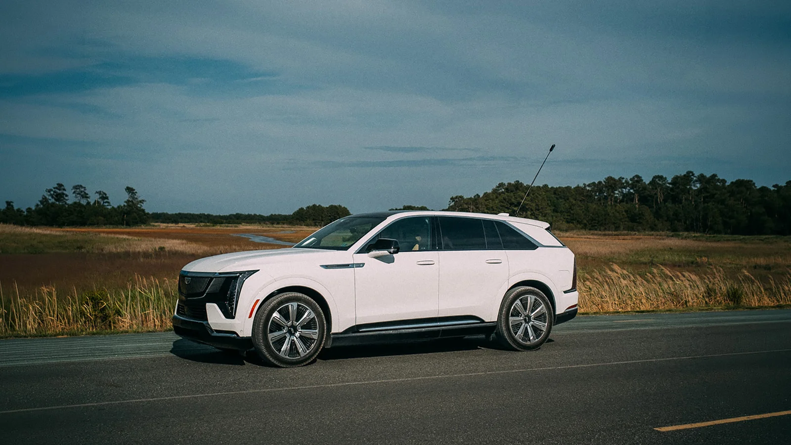 Electric Cadillac Escalade IQ SUV during a road trip from New York to Florida
